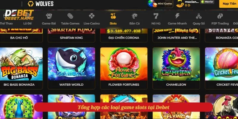 Tổng hợp các loại game slots tại Debet